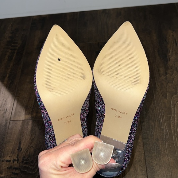 NEW Nine West Tonight Purple Glitter Heeled Ankle Boot - Picture 8 of 8